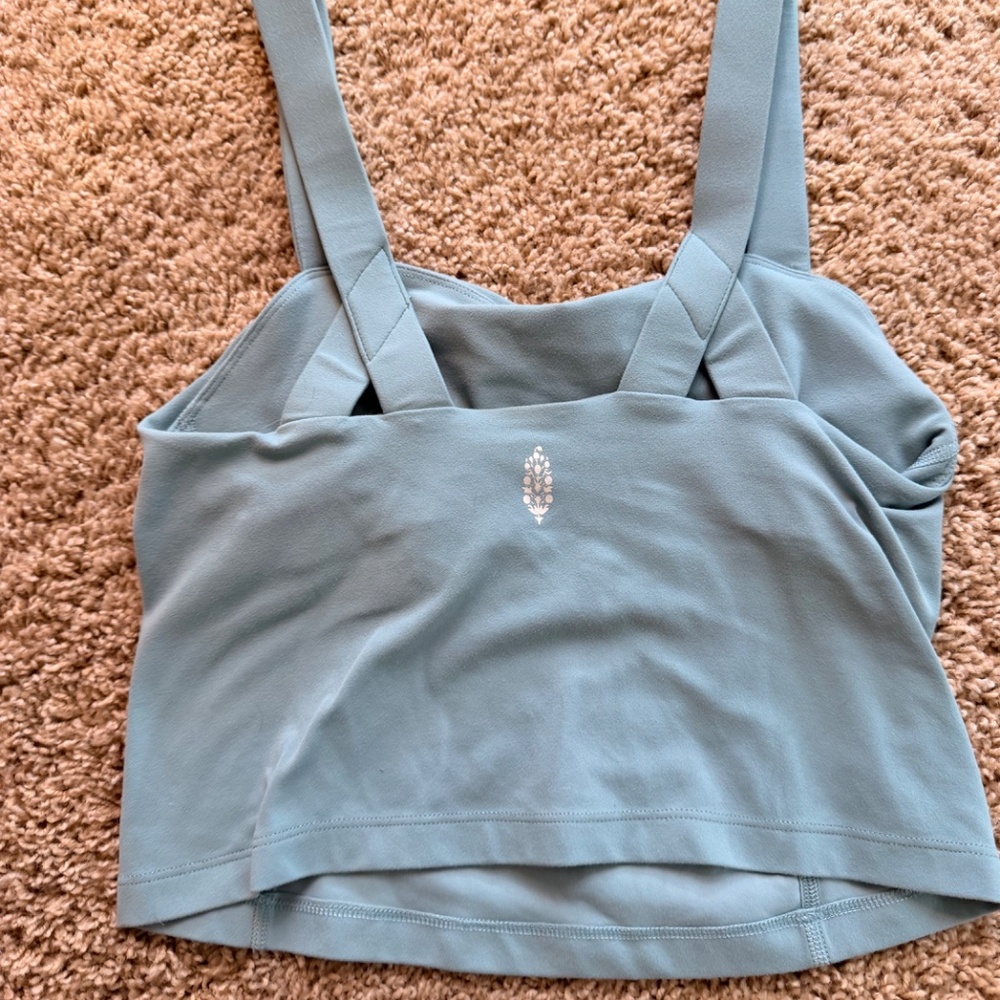Free People Light Blue Square Neck Tank Top